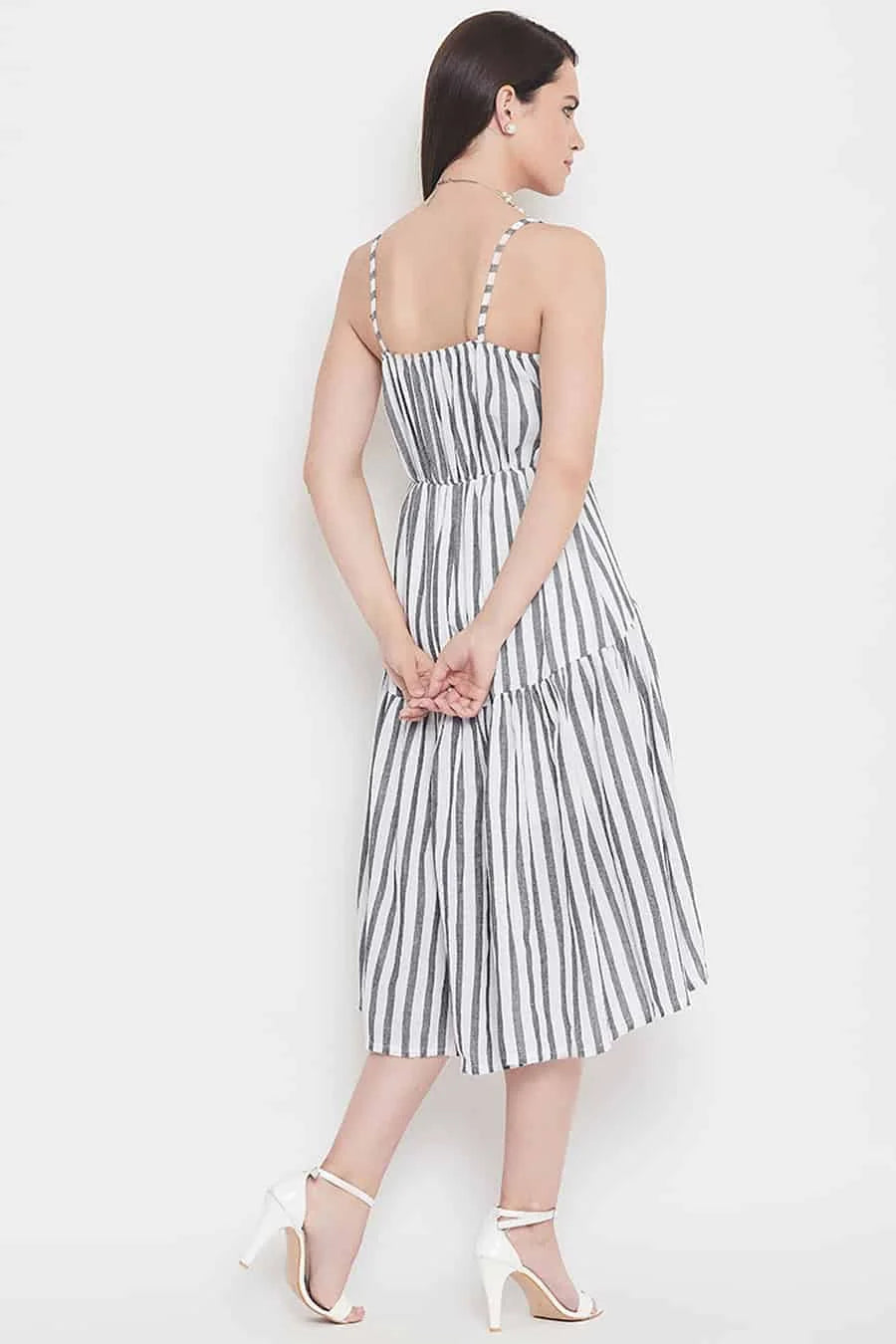 Grey And White Stripe Dress