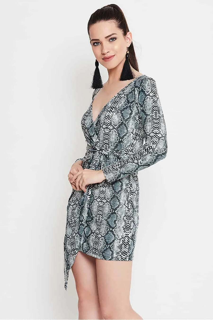 Grey Snake Print Dress