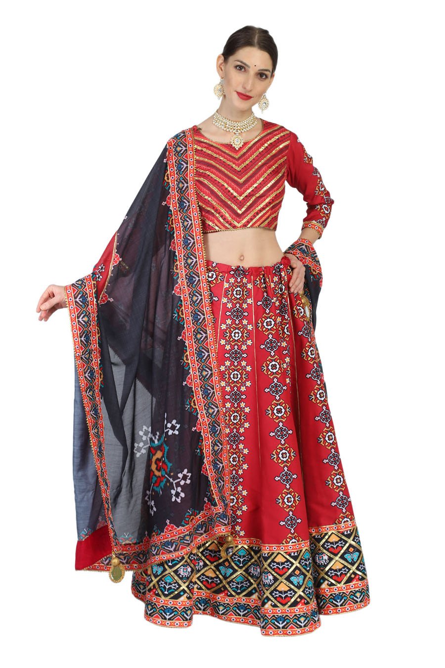 Red and Black Patola Lehenga
