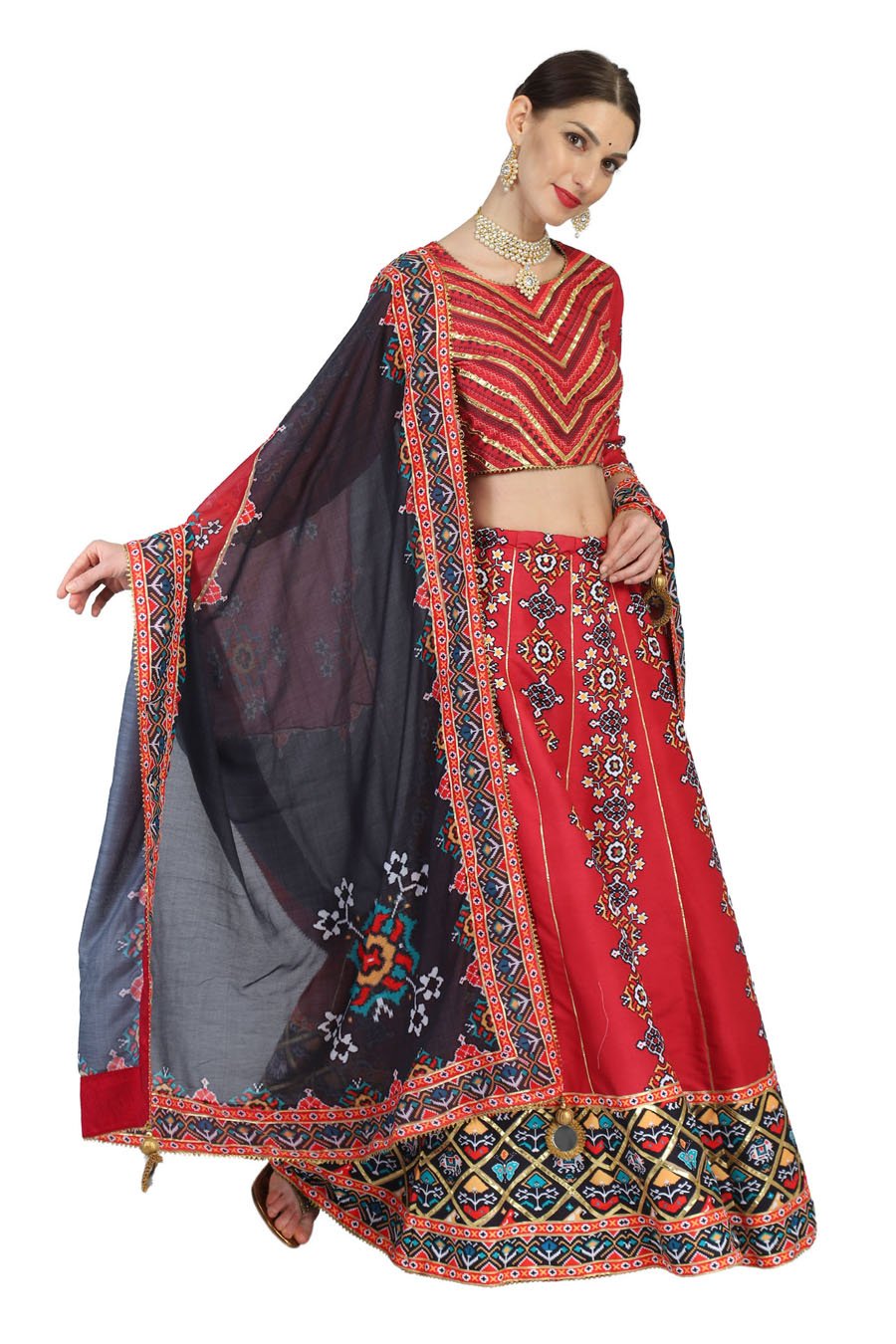 Red and Black Patola Lehenga