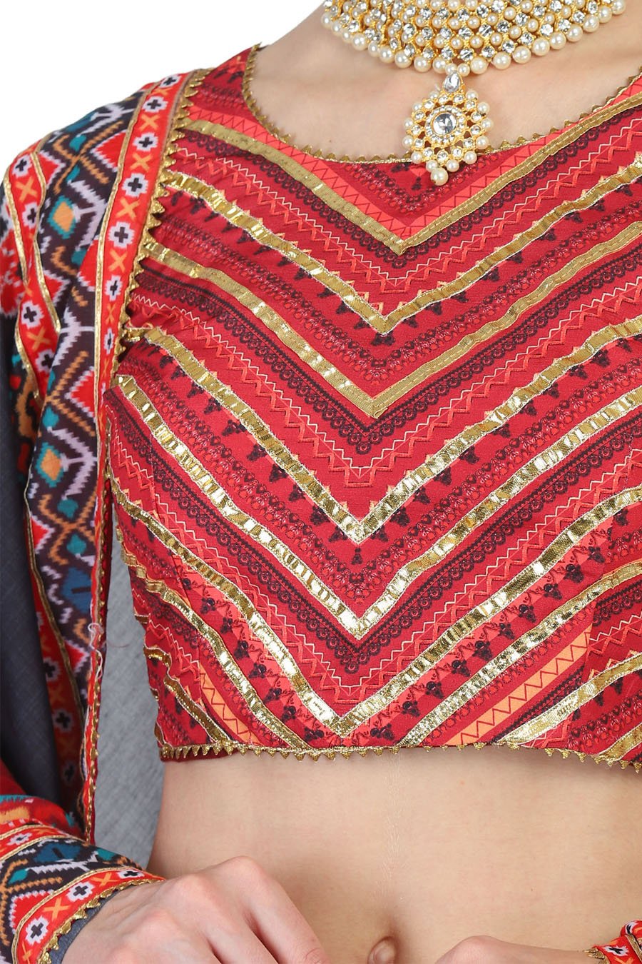 Red and Black Patola Lehenga