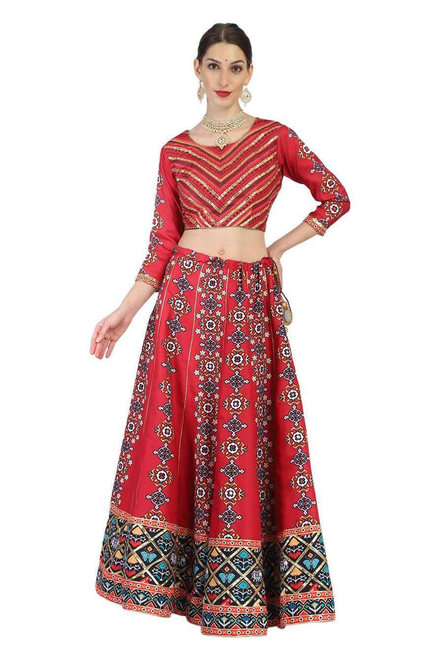 Red and Black Patola Lehenga