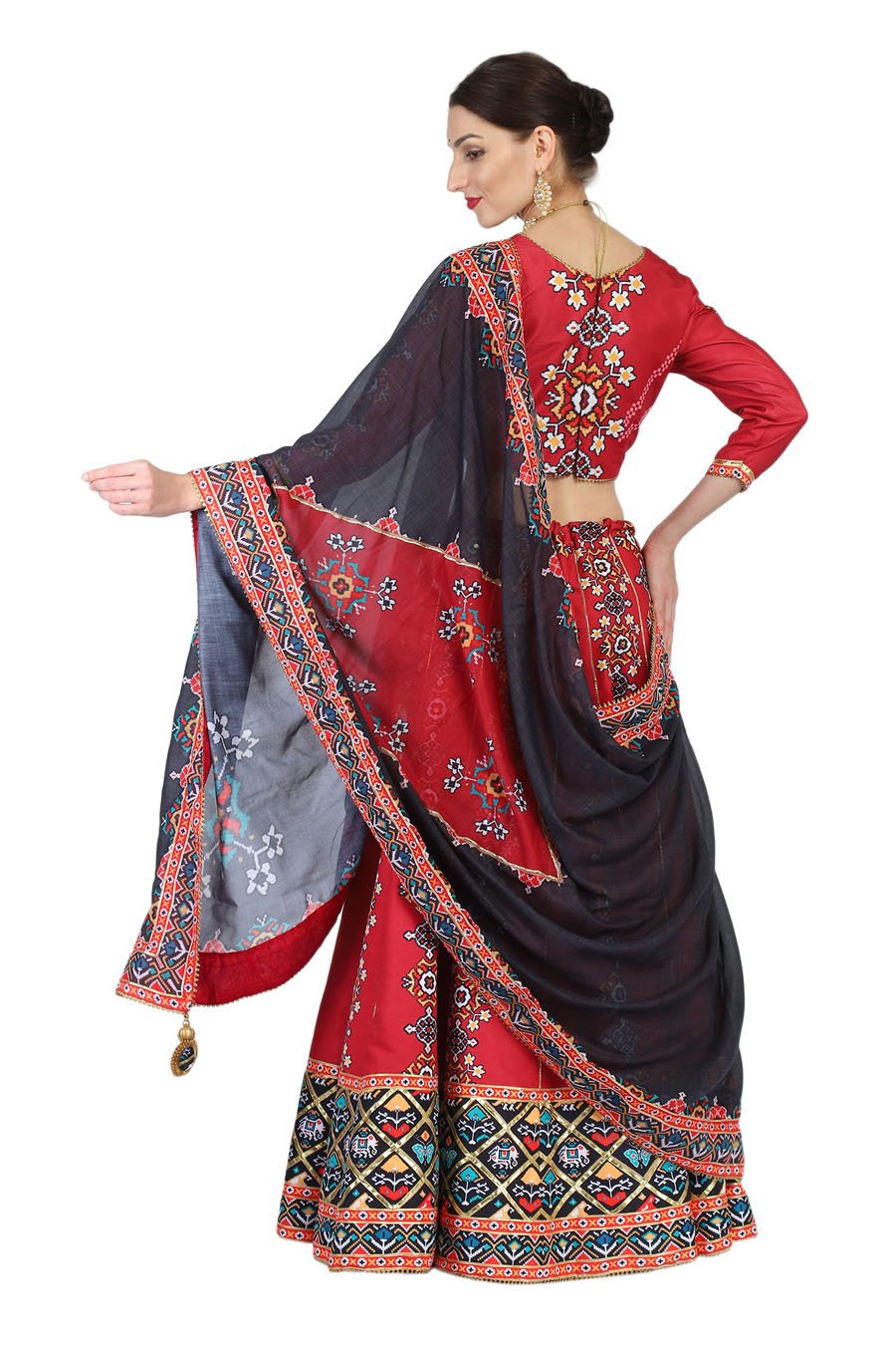 Red and Black Patola Lehenga