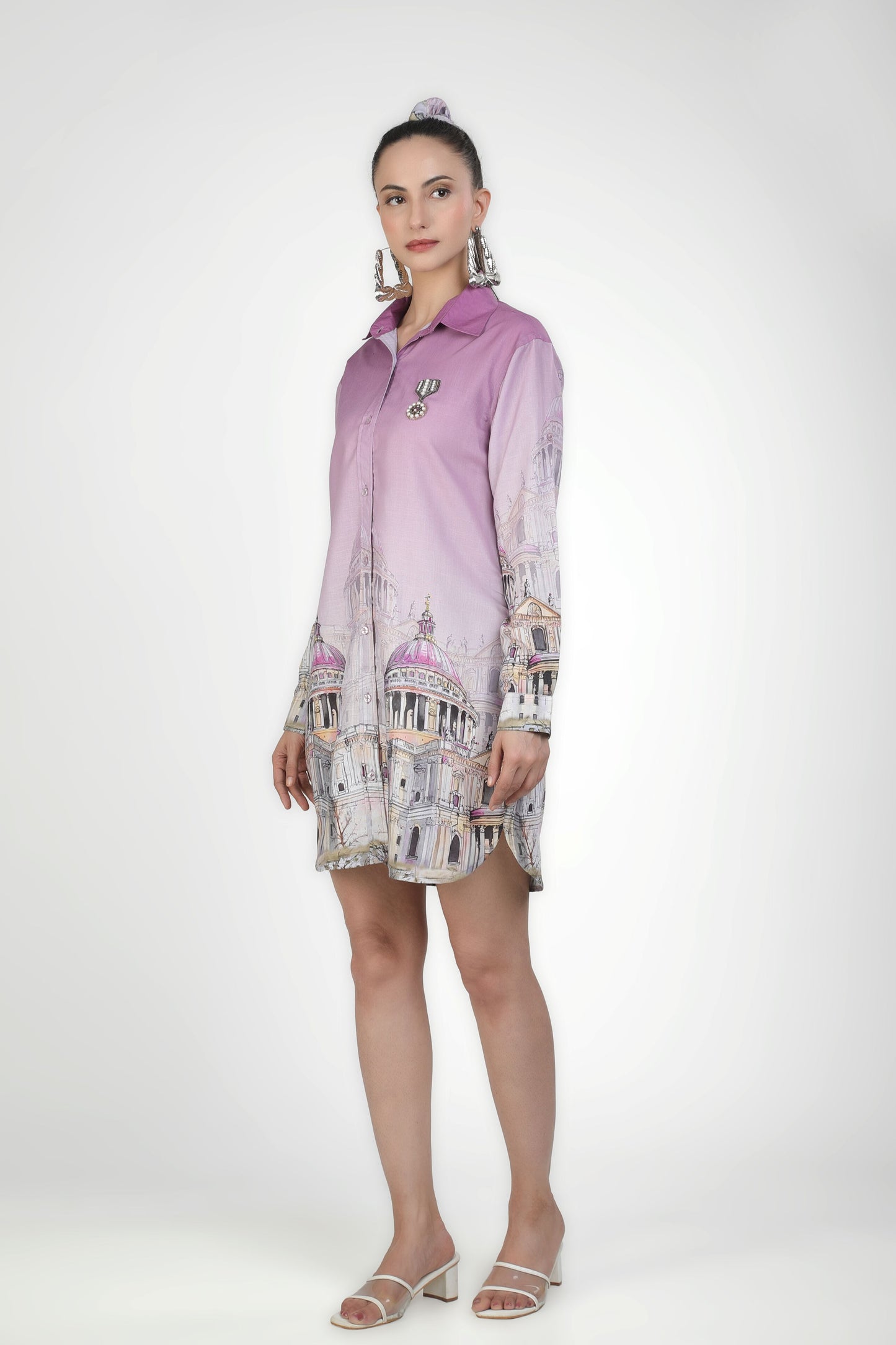 Lilac Landmark Shirt Dress
