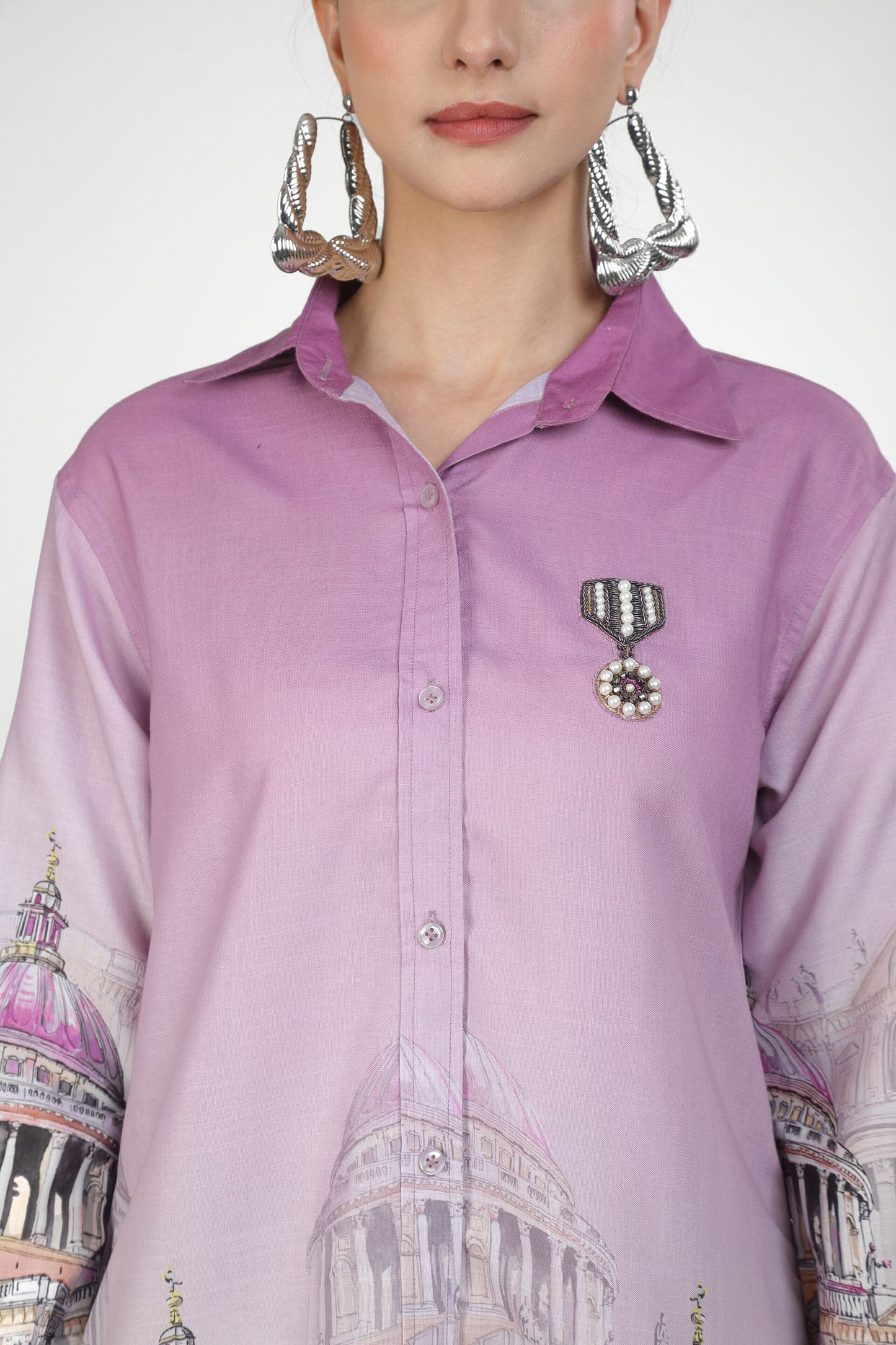 Lilac Landmark Shirt Dress
