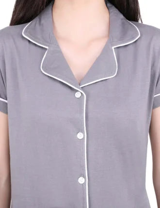Solid Grey Stylist Night Suit Set