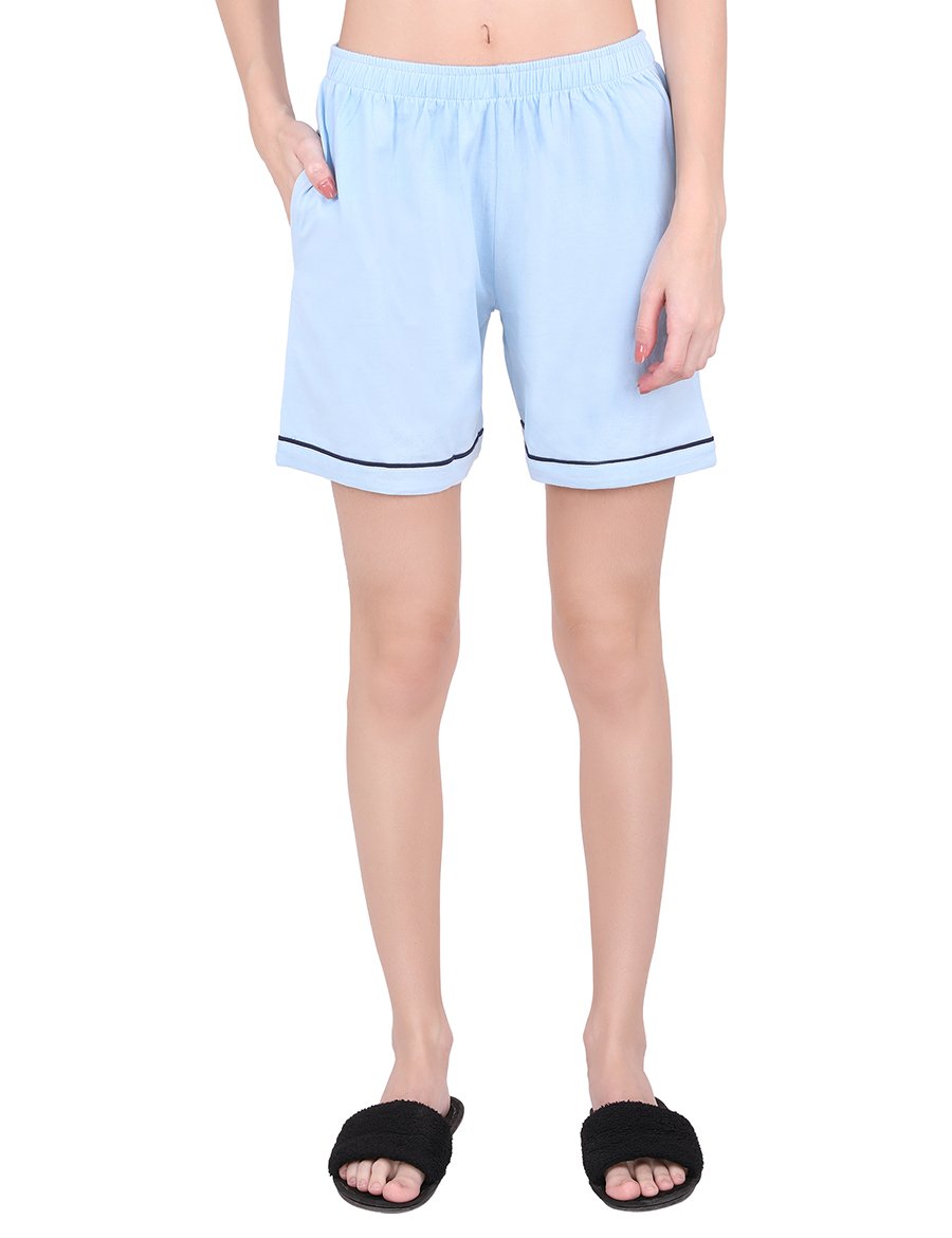 Solid Sky Blue Stylist Night Suit Set