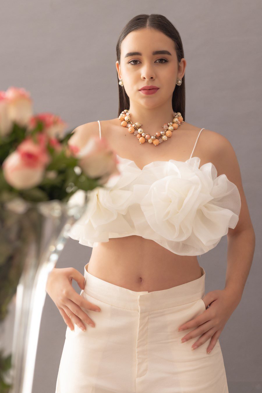 Organza Flower Crop Top