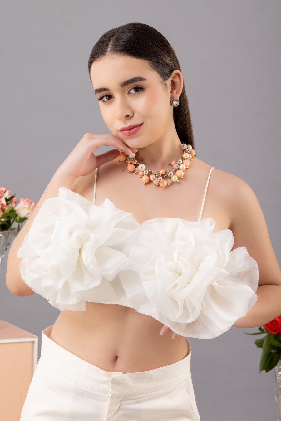 Organza Flower Crop Top