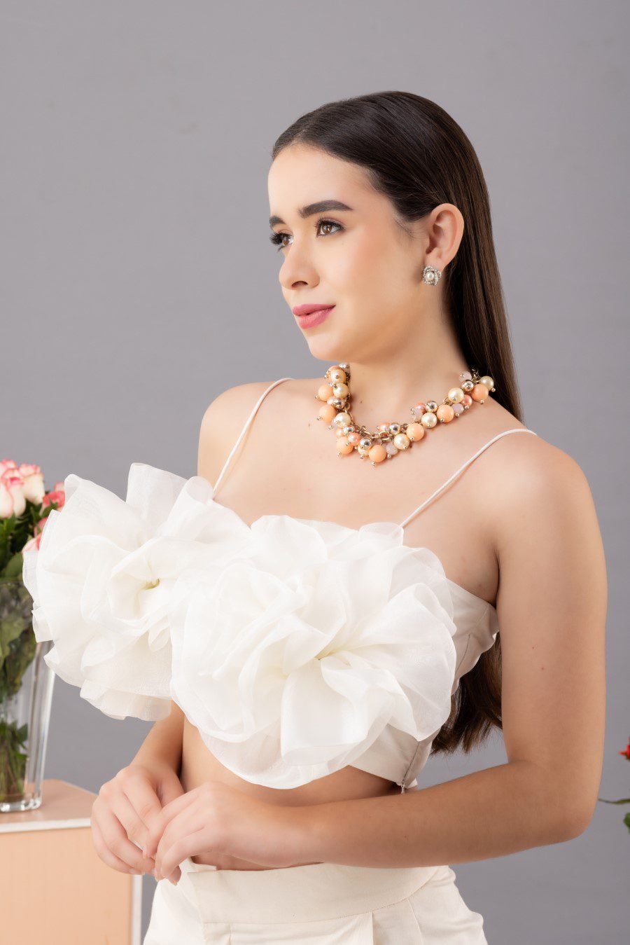 Organza Flower Crop Top