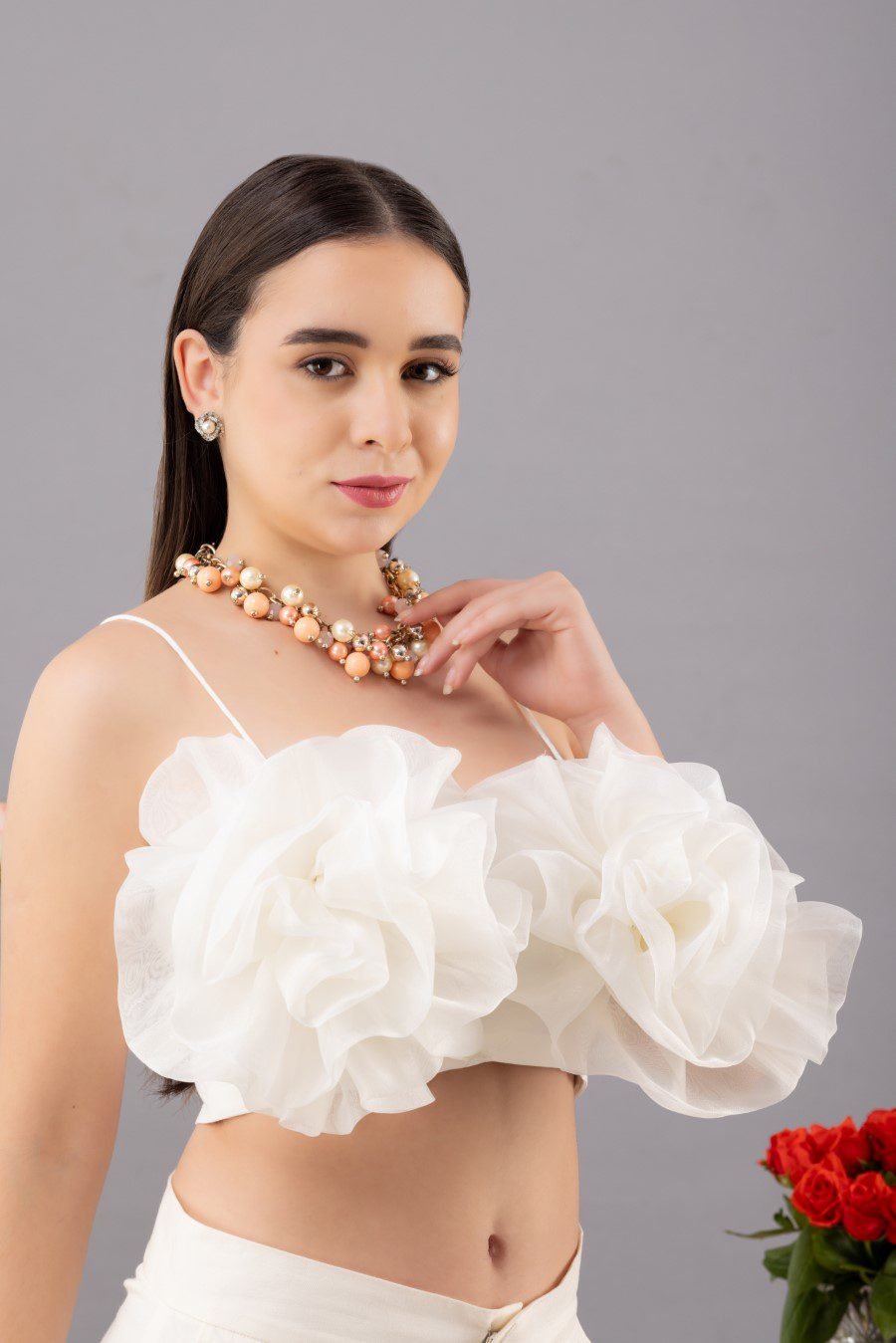 Organza Flower Crop Top