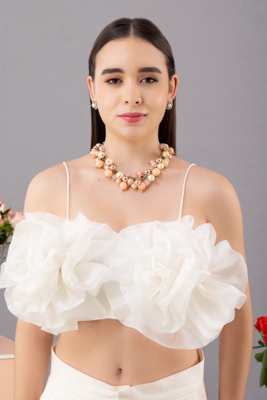 Organza Flower Crop Top