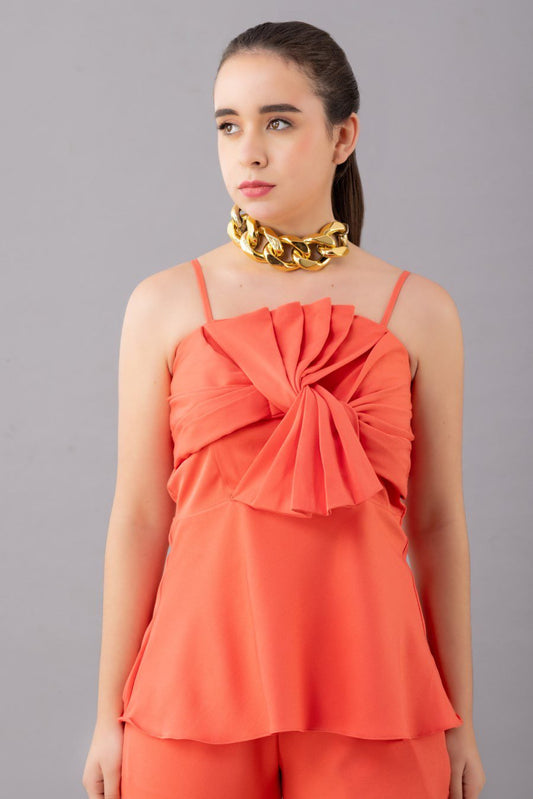 Peach Coral Peplum Coord Set