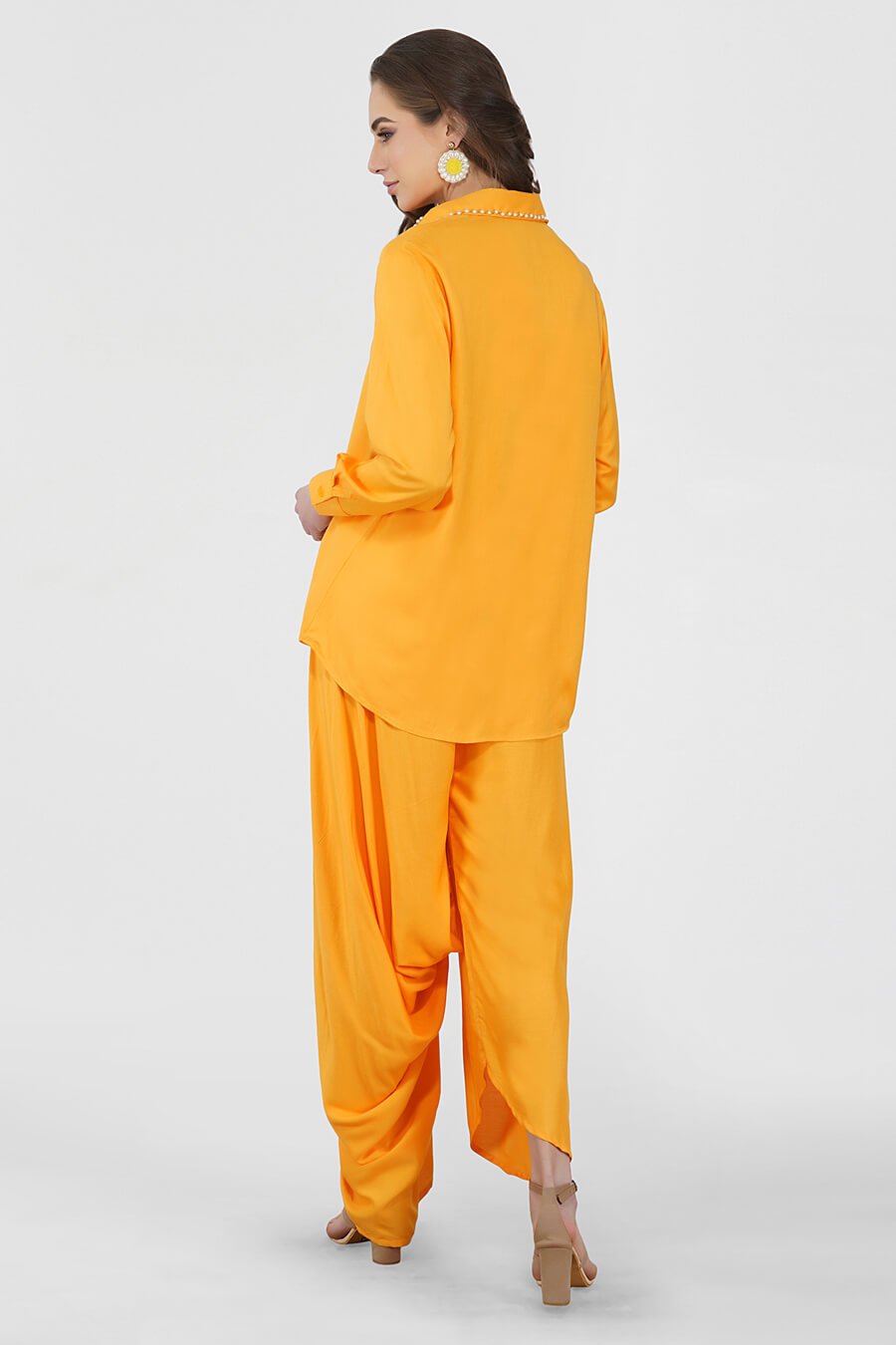 Pearl Embellished  Yellow Shirt