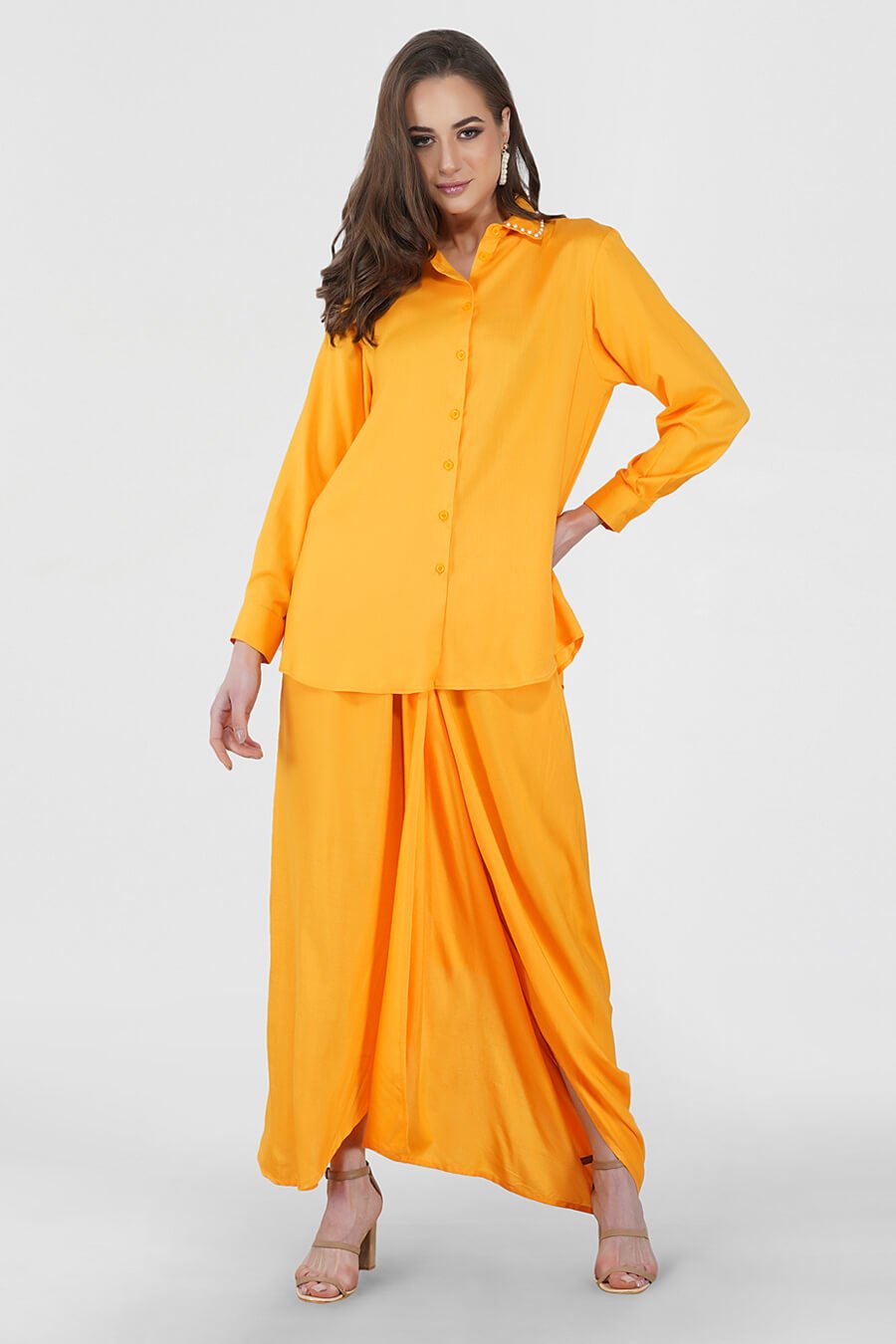 Pearl Embellished  Yellow Shirt