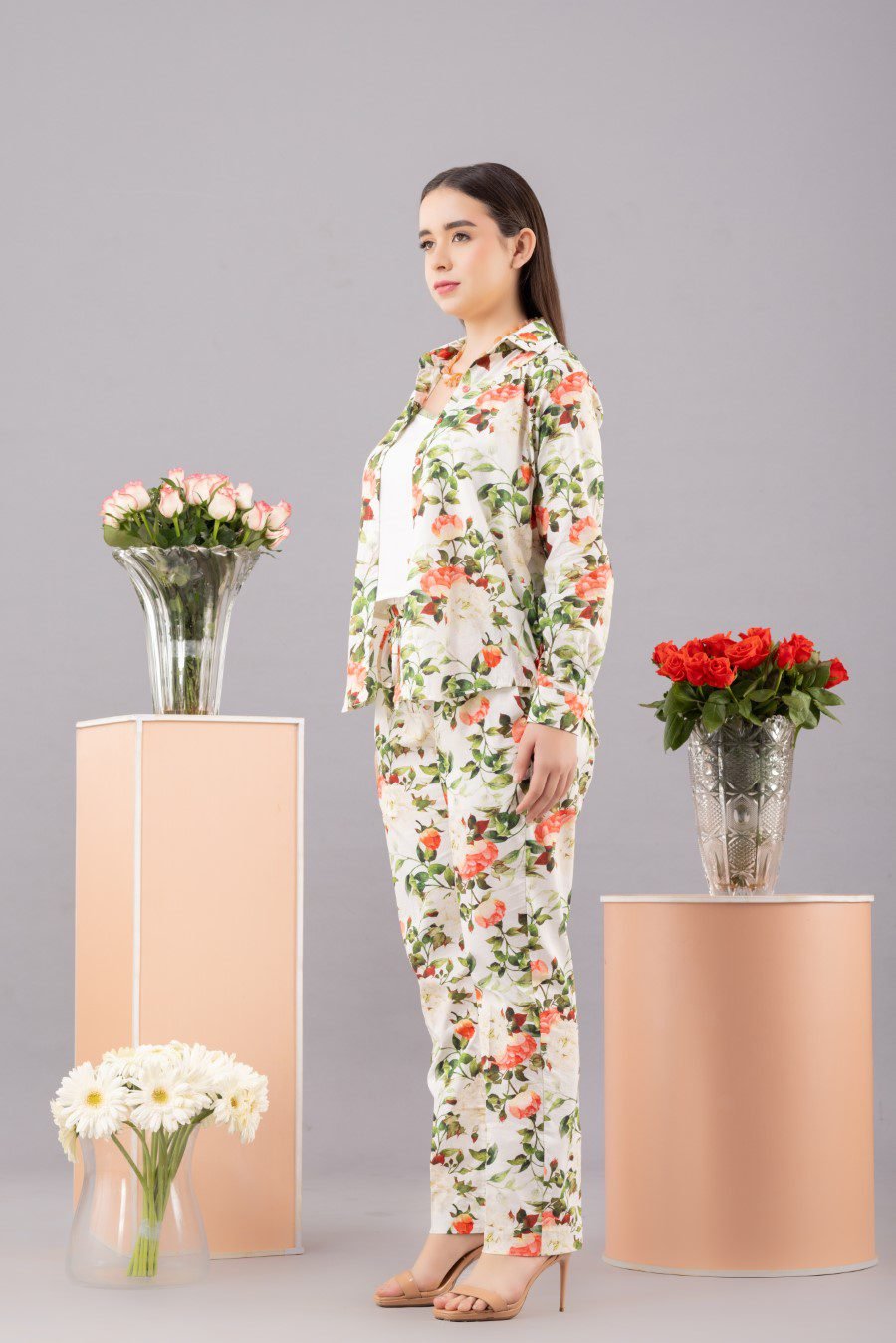 Printed Co-ord Set with attached Camisole (Set of 2)