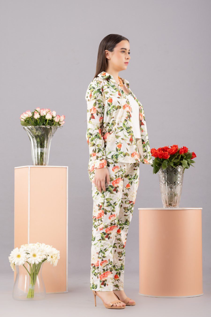 Printed Co-ord Set with attached Camisole (Set of 2)