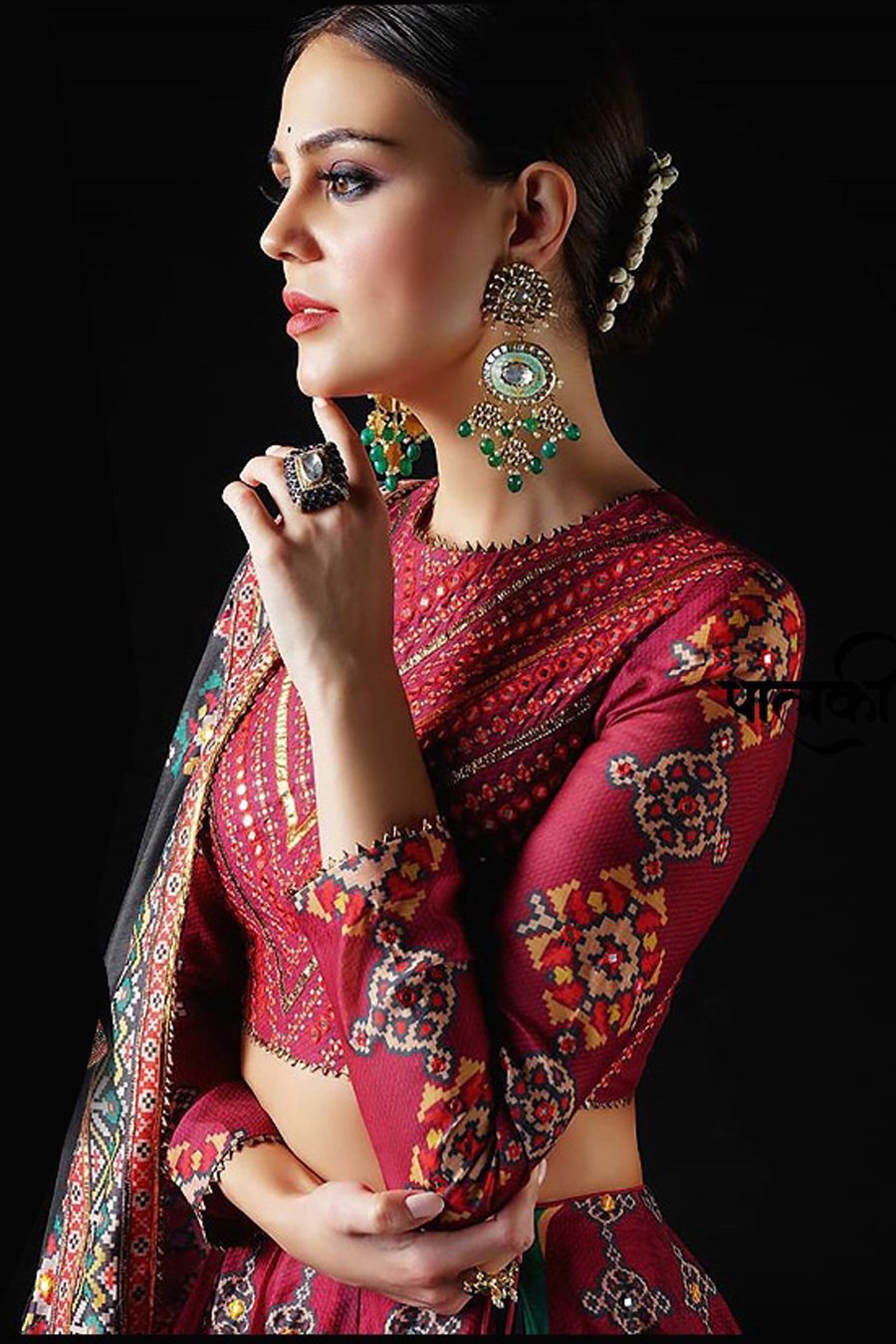 Red and Black Patola Lehenga