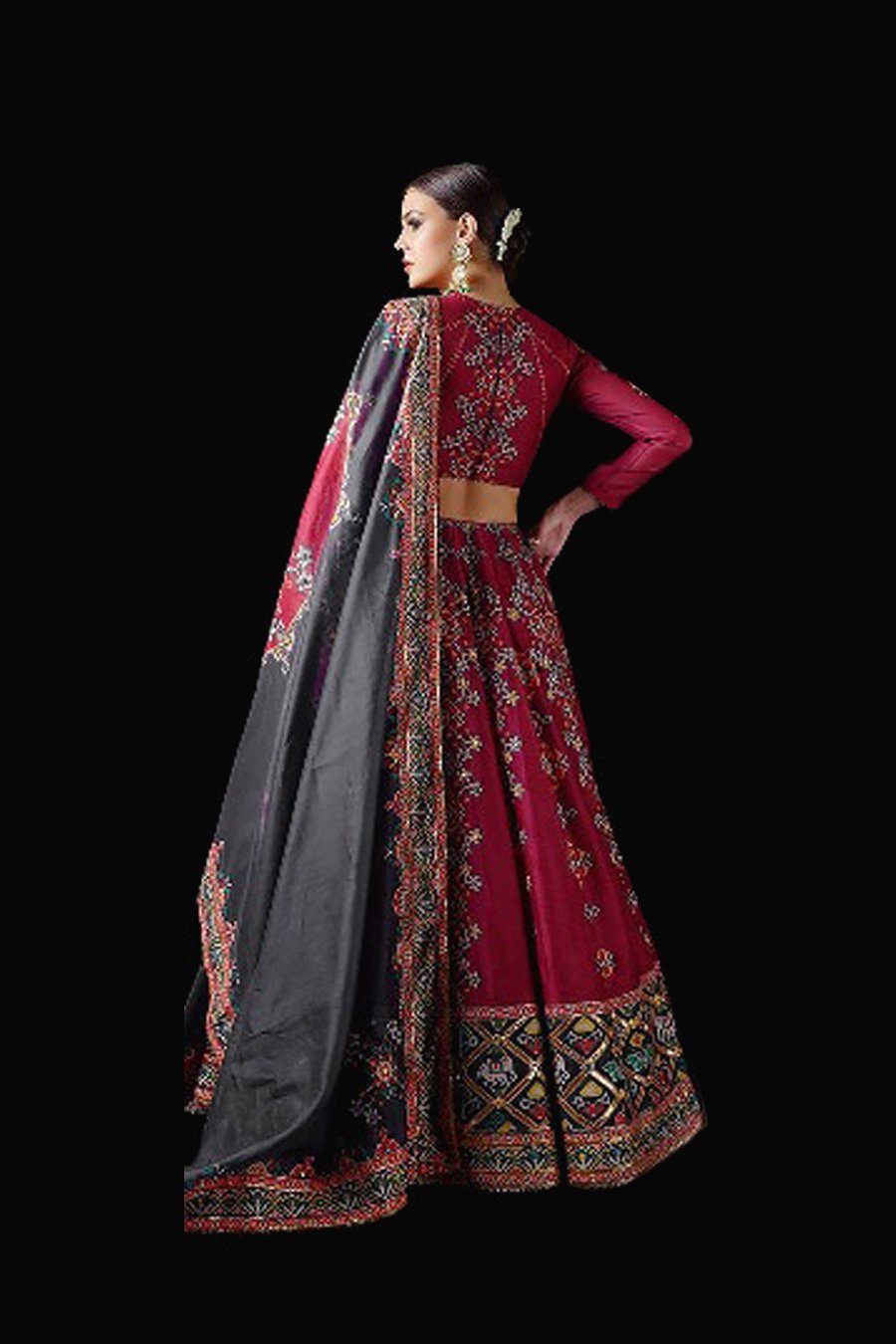 Red and Black Patola Lehenga