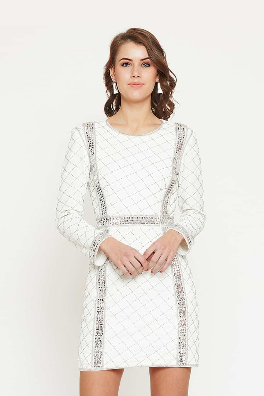 White Metallic Dress