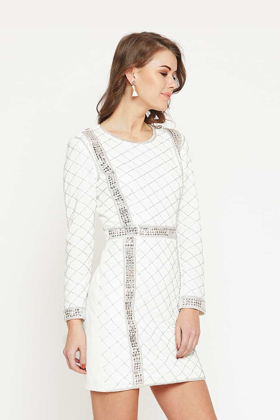 White Metallic Dress