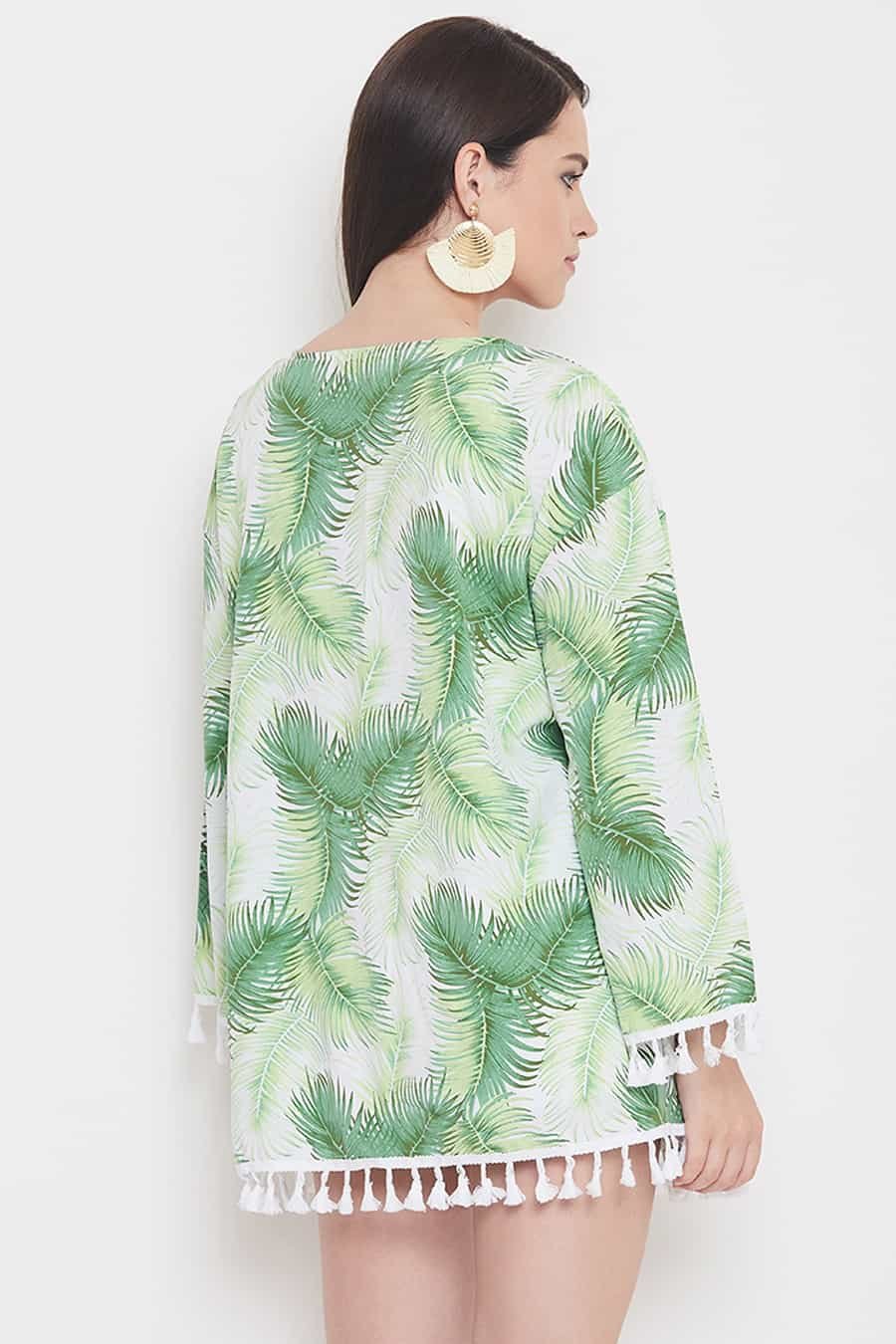 White base tropical kimono