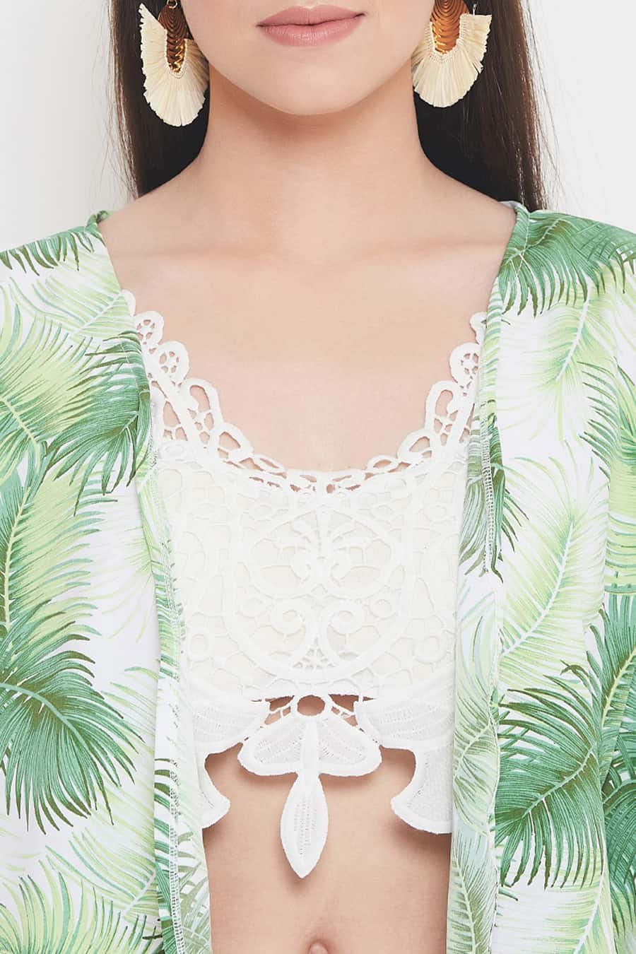 White base tropical kimono
