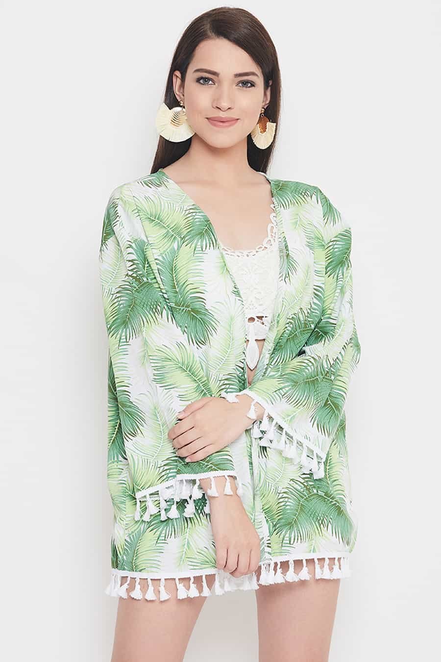 White base tropical kimono