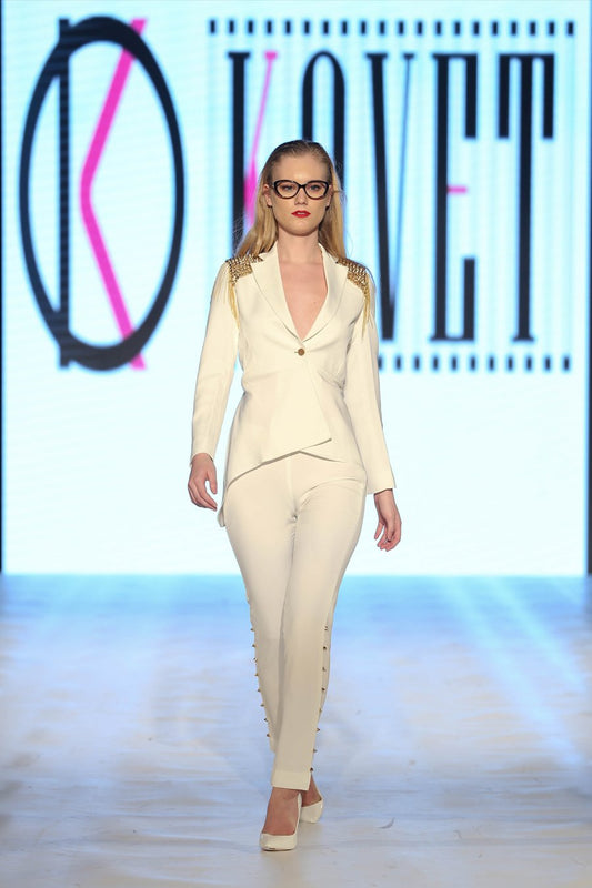 Gold detailed blazer set