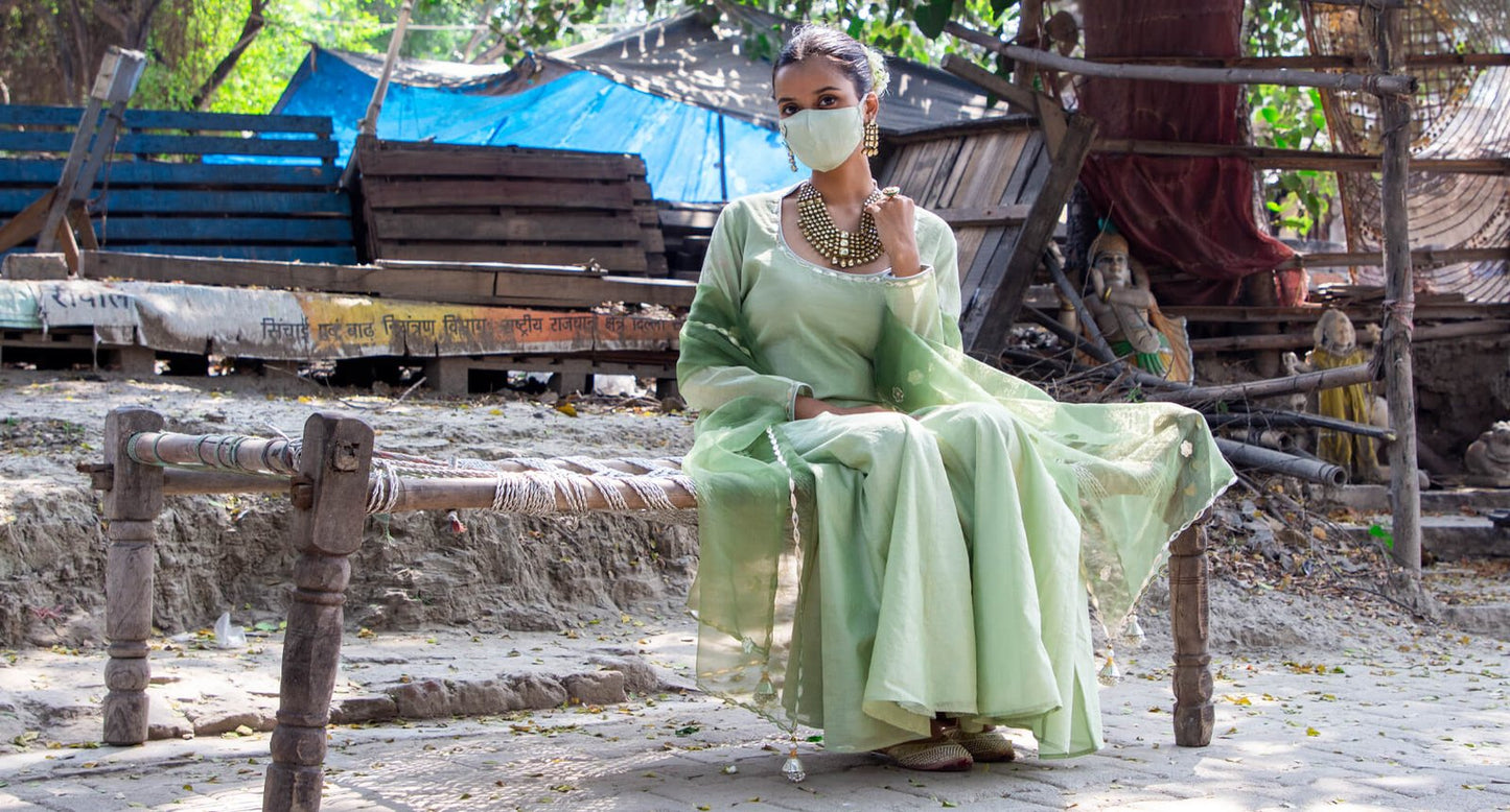 Pistachio Green Backless Kalidar Sharara Suit