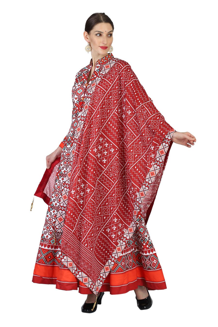 Abstract Multi color Patola Anarkali suit