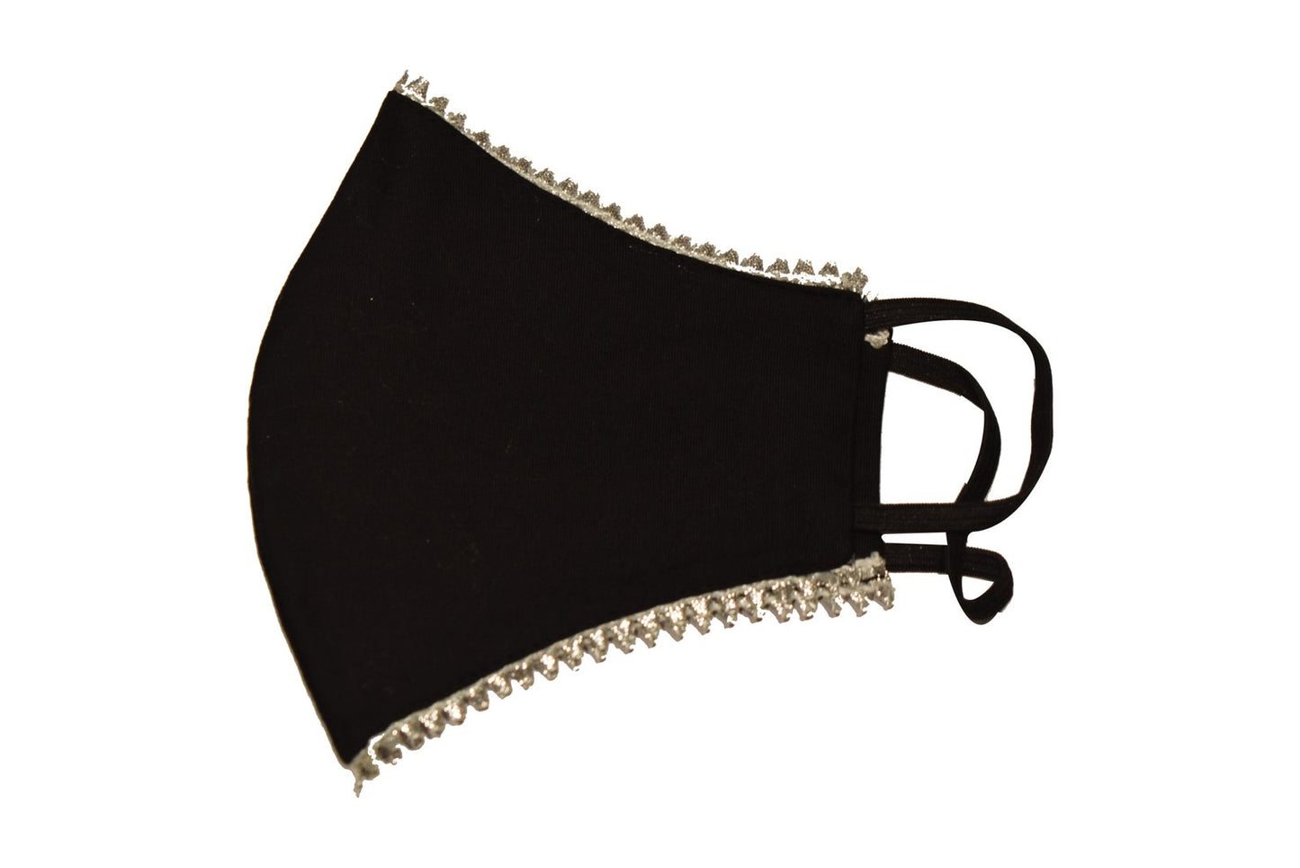 Black mask with silver triangle lace