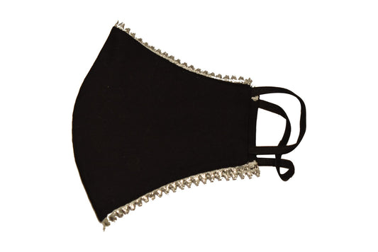 Black mask with silver triangle lace