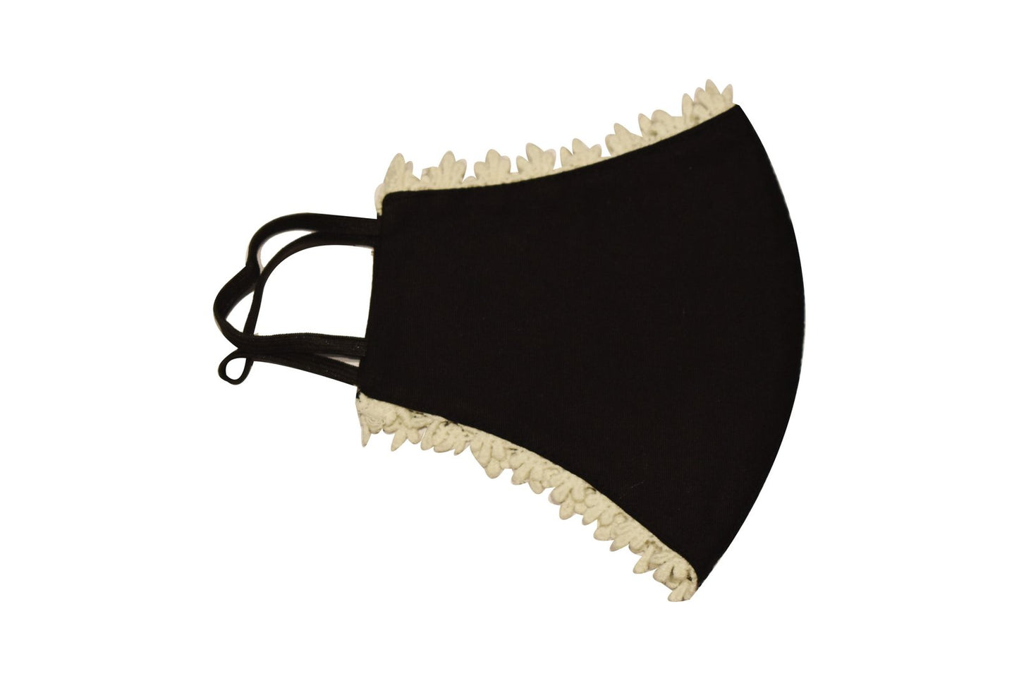 Black mask with white lace