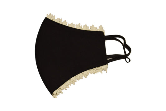 Black mask with white lace