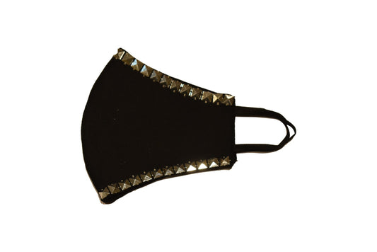 Black mask with silver square lace