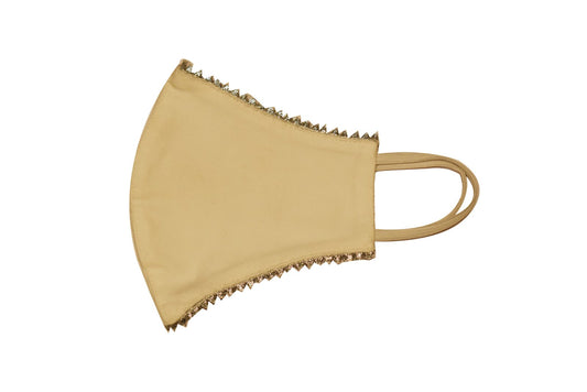 White mask with silver triangle lace