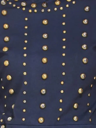 Gold Metal Studded Navy Blue Dress