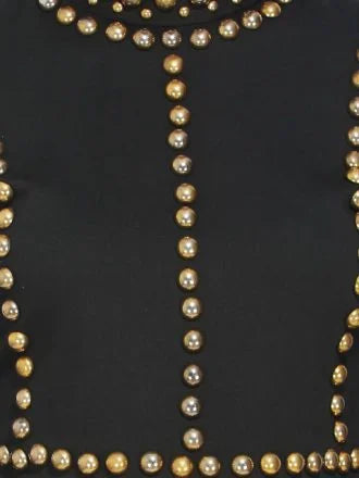Gold Metal Studded Black Lycra Dress