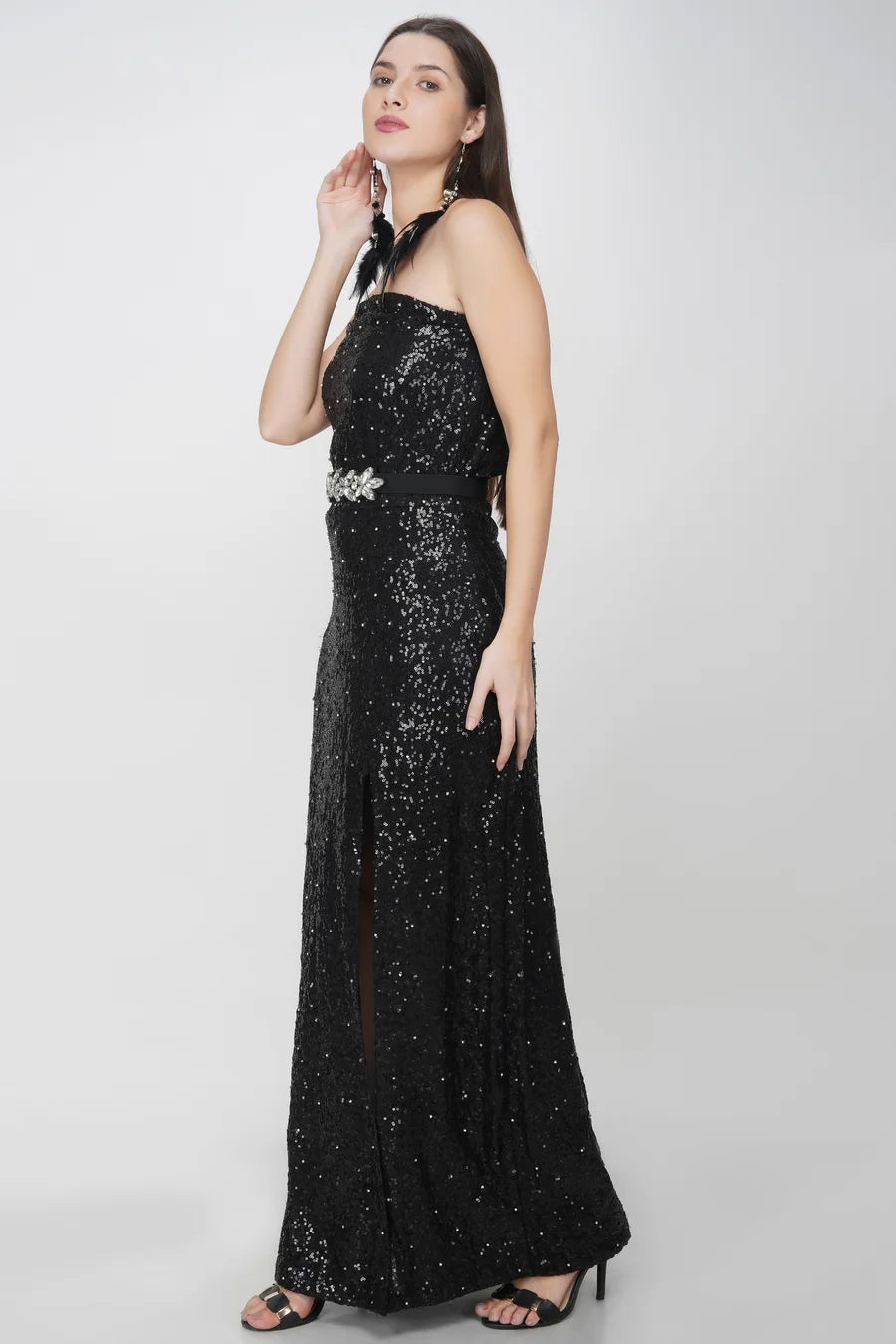 Tube Style Black Sequin Dress