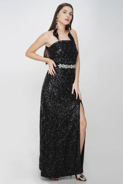 Tube Style Black Sequin Dress
