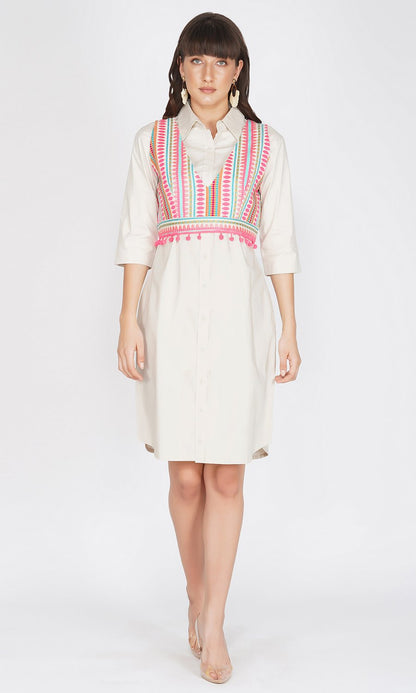 Beige Shirt Dress