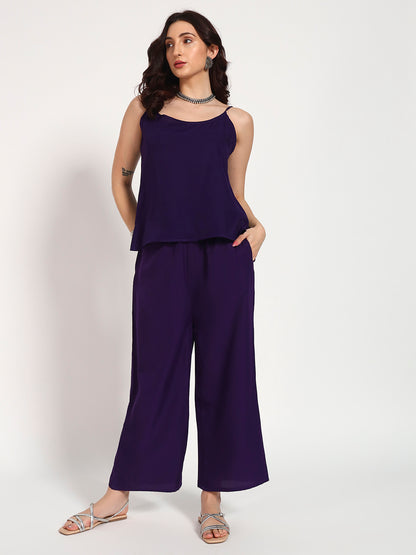 Purple Bandhani Georgette High-Low Top with Silver Lace Belt
