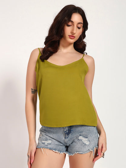 Olive Green Bandhani Print Top with Mirror Work Tassel Detail