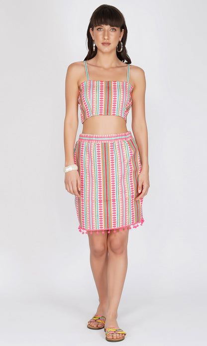 Multicolor Tube Top with Skirt (Set of 2)