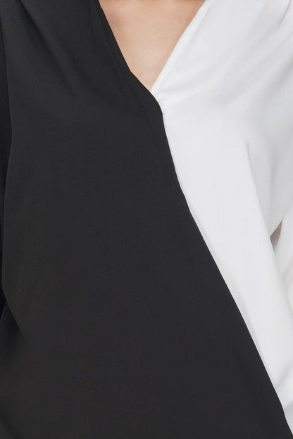 Black and white crossover top