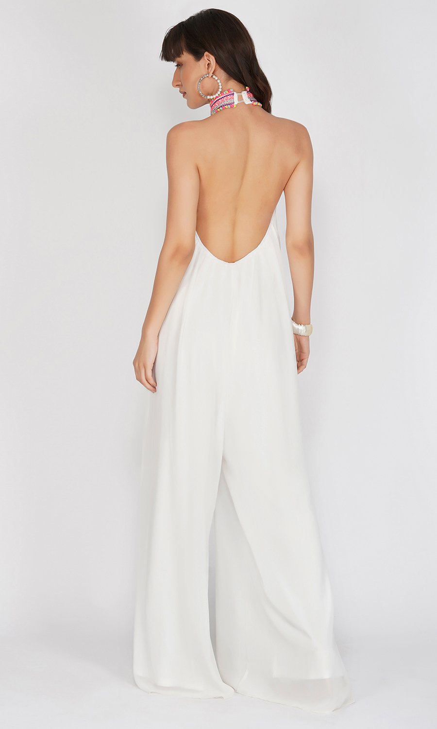 White Jumsuit with Neon Lace