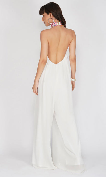 White Jumsuit with Neon Lace