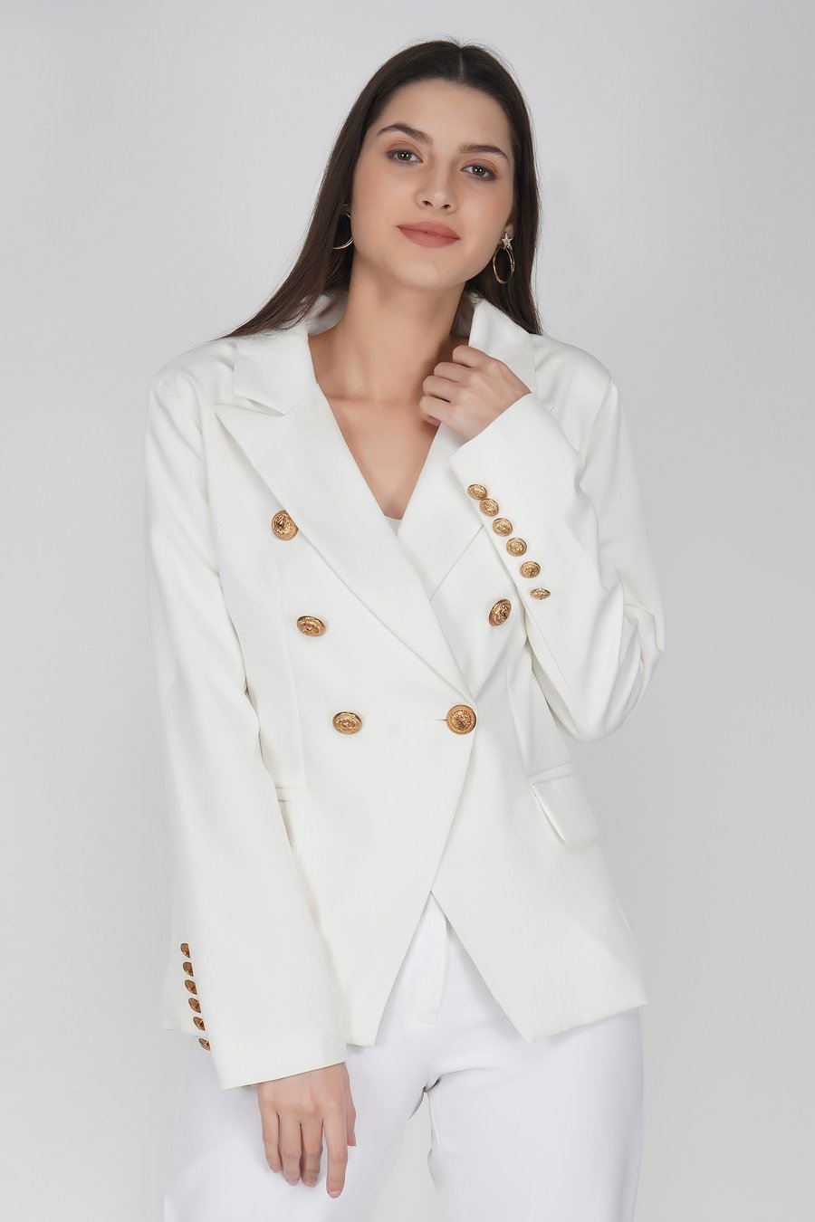 White gold buttons blazer