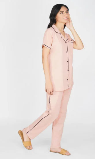 Solid Pink Pajama Night Suit Set